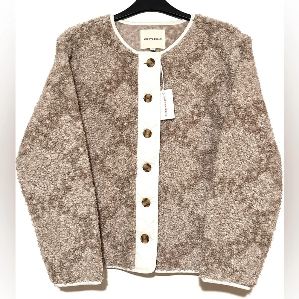 NWT Lucky Brand Faux Shearling Button Front Jacket Small